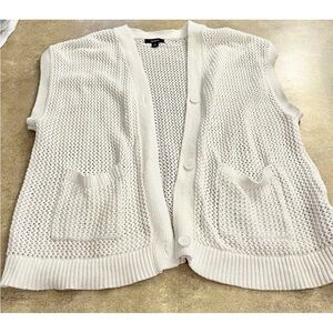 Alfani Cardigan Sweater-Cotton-size L -Worn Once-Soft-White-Button Up